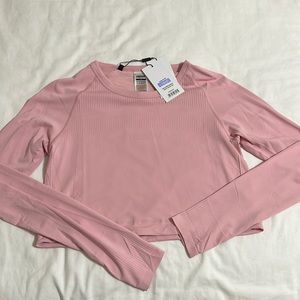 Gymshark cropped long sleeve, pink, size S